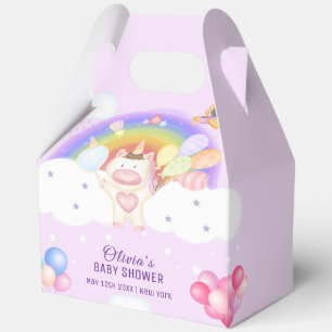 Pastel Balloon Unicorn Rainbow Baby Shower Favour Box