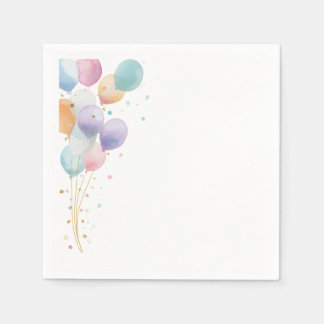 Pastel Balloons Birthday Party Invitation Napkin