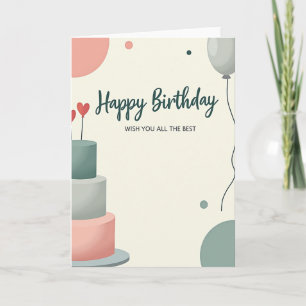 Pastel Balloons Birthday Wish Card