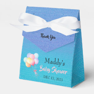 Pastel Balloons, Turquoise Thank You Baby Shower Favour Box