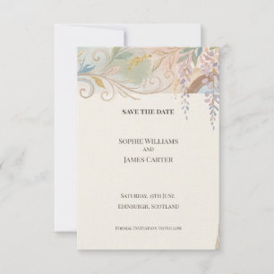 Pastel Baroque Floral Save The Date Card