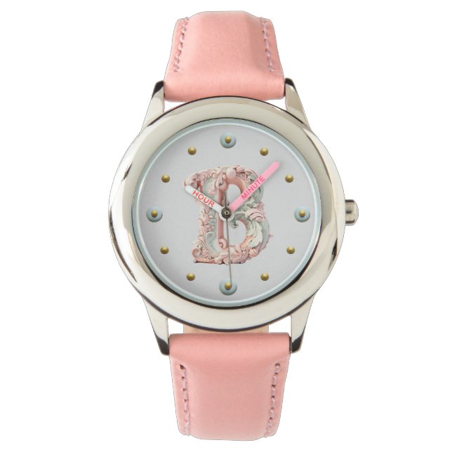 Pastel Baroque Letter B  Watch (Front)