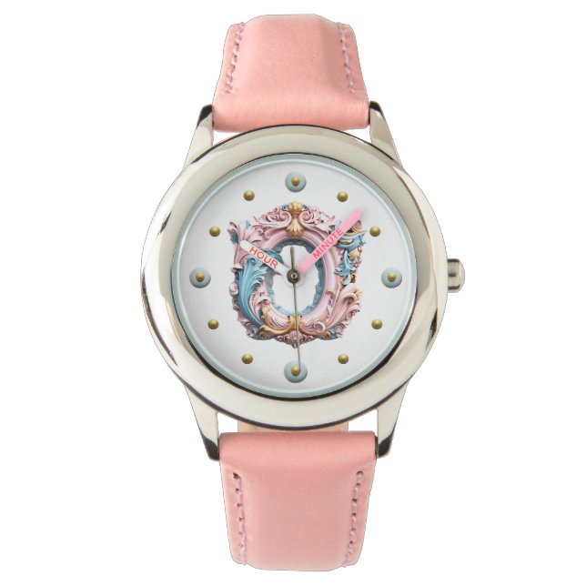 Pastel Baroque Letter O  Watch (Front)