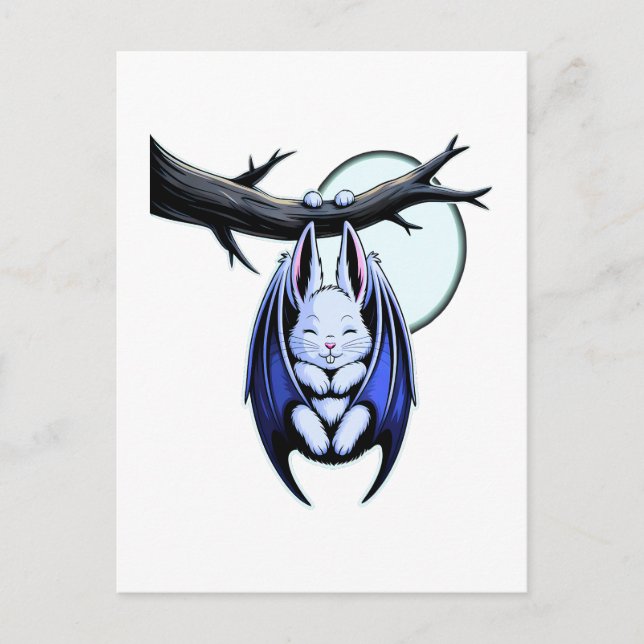 Pastel Bat Bunny Spooky Cute Halloween  Holiday Postcard (Front)