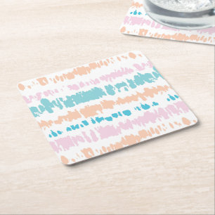 Pastel Batik Pattern Square Paper Coaster