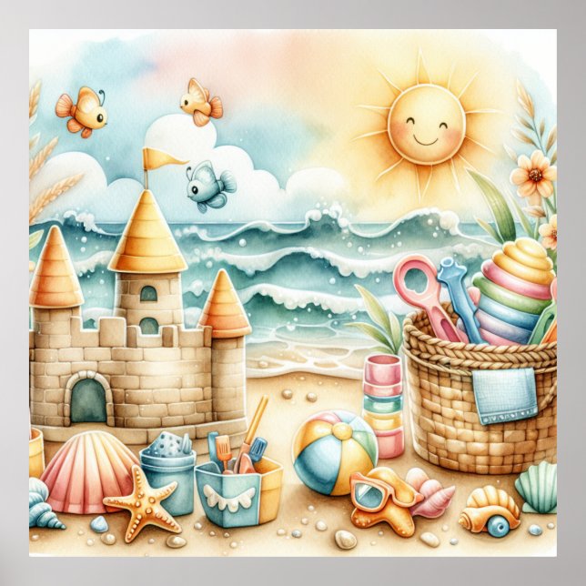 Pastel Beach Nursery Poster (Front)