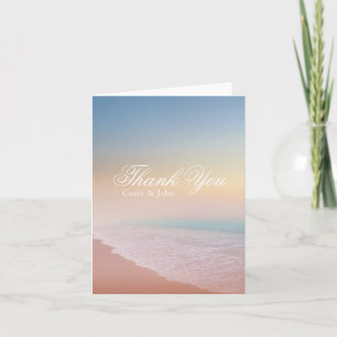 Pastel Beach Scene Wedding Personalised Thank You Note Card