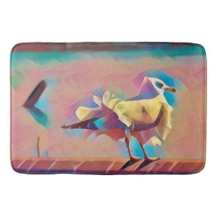 Pastel beach seagull coral turquoise geometric bath mat