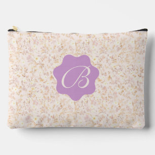 Pastel Beige And Purple Floral Accessory Pouch