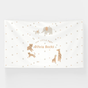 Pastel Beige Cute Illustrative Baby Shower Banner