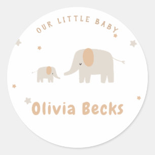 Pastel Beige Cute Illustrative Baby Shower Classic Round Sticker