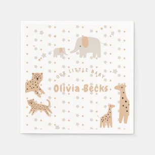 Pastel Beige Cute Illustrative Baby Shower Napkin