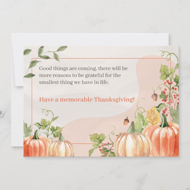 Pastel Beige Floral Thanksgiving Holiday Card (Front)