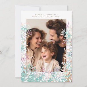 Pastel Berries Frame Christmas Holiday Photo Card