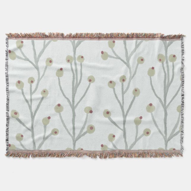 Pastel berries on stams throw blanket (Front)