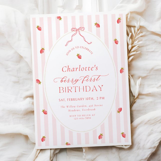 Pastel Berry First Birthday Invitation (Creator Uploaded)
