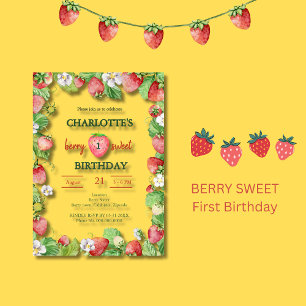 pastel berry sweet first birthday acrylic invitations