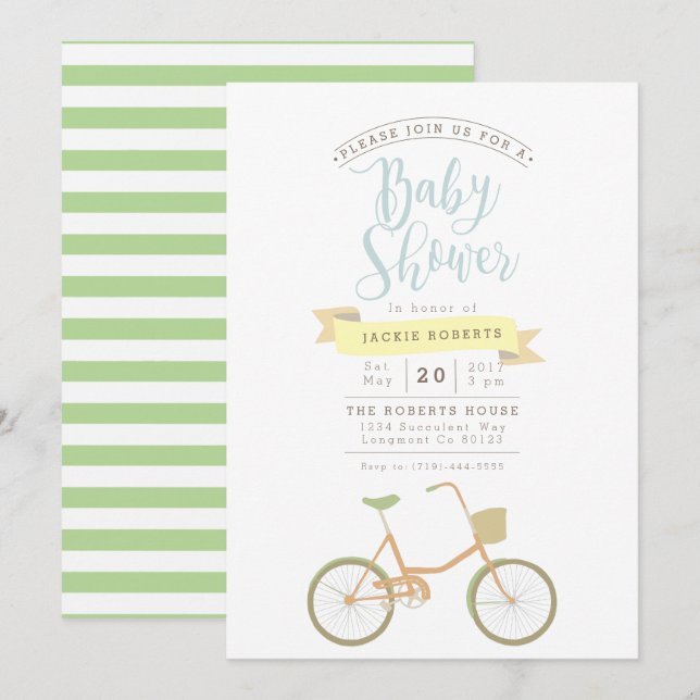 Pastel Bicycle | Baby Shower Invite (Front/Back)