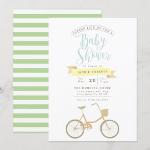 Pastel Bicycle   Baby Shower Invite