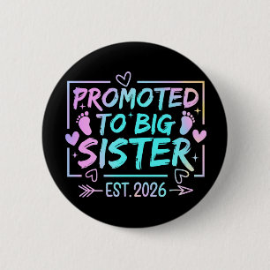Pastel Big Sister 2026 Unique Pregnancy Reveal 6 Cm Round Badge
