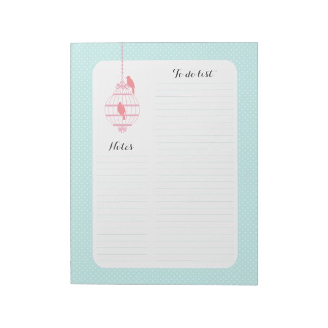 Pastel Birdcage Notepad (Rotated)