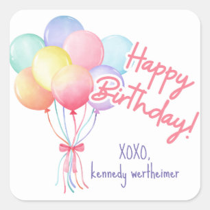 Pastel Birthday Balloons Sticker