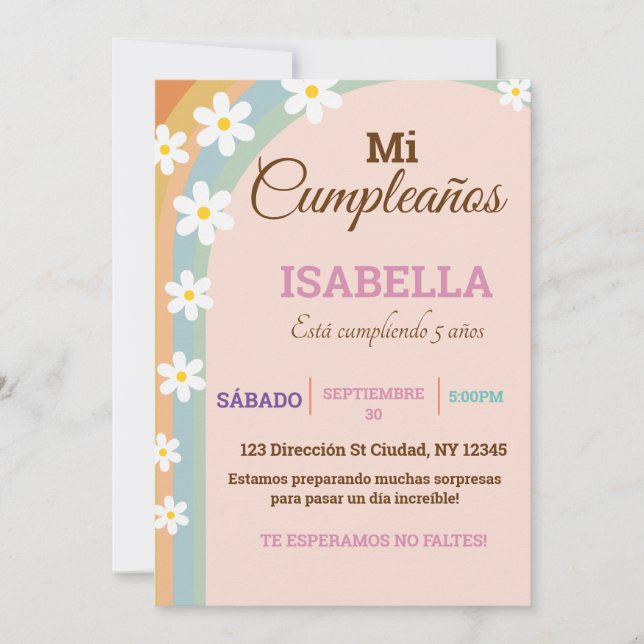 Pastel Birthday Deisy Flower Invitation (Front)