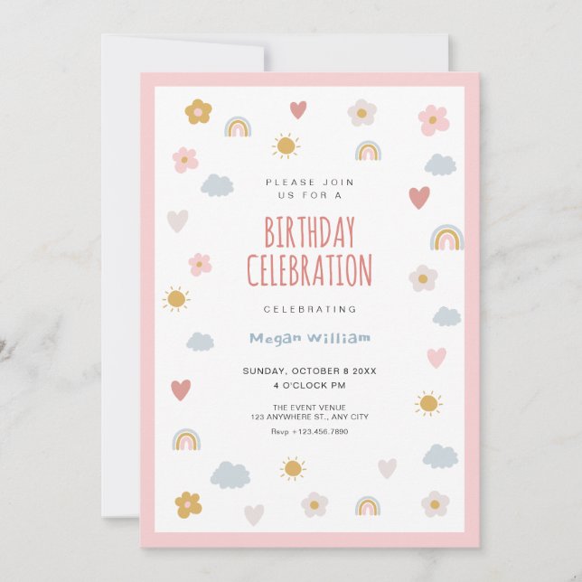 Pastel birthday invitation (Front)