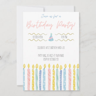 Pastel Birthday Party Invite