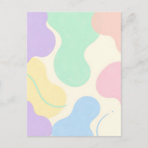 Pastel Blob Abstract Organic Shapes Postcard