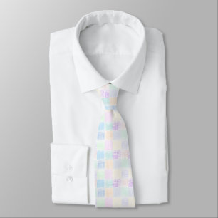 pastel block multicolored pattern tie