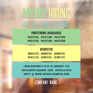 Pastel Blocks Job Vacancy Recruitment Advertising Window Cling
