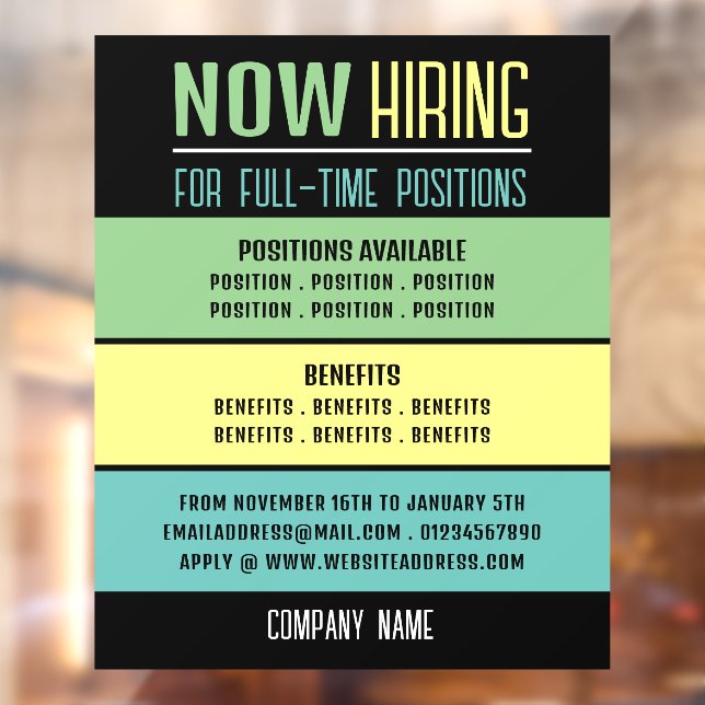 Pastel Blocks Job Vacancy Recruitment Advertising Window Cling (Sheet 2)