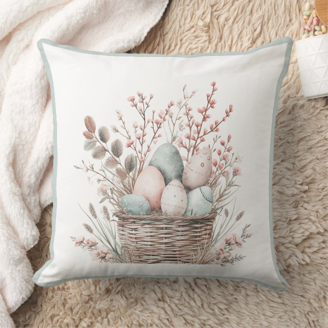 Pastel Bloom Easter Basket Brunch Cushion (Blanket)