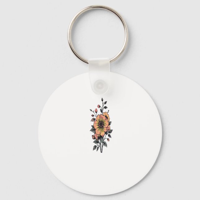 Pastel Bloom Sticker  Key Ring (Front)