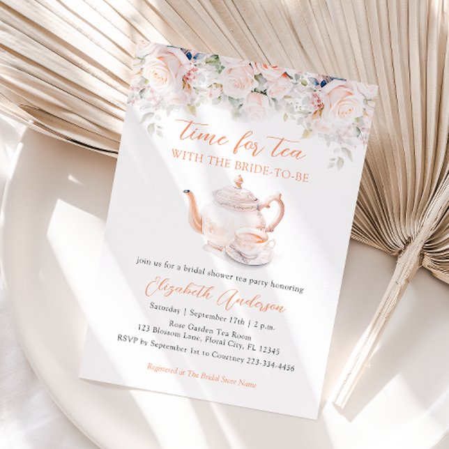 Pastel Blooms Bridal Shower Tea Party Invitation (Creator Uploaded)
