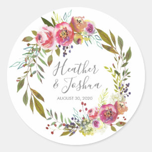 Pastel Blooms Fantasy Floral Wedding Classic Round Sticker