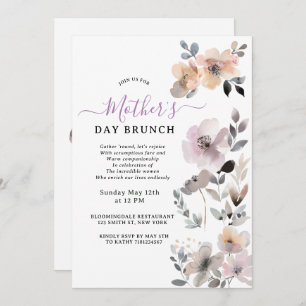 Pastel Blooms Watercolor Floral Mother's Day Invitation