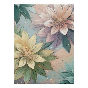 Pastel Blossom Burst: Floral Explosion Pattern Poster