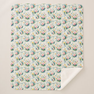 pastel blossom field sherpa blanket