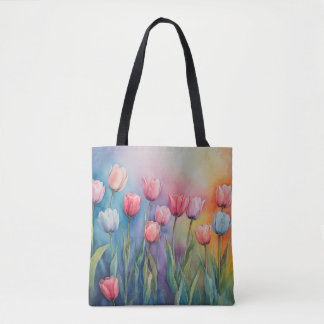 Pastel Blossom Tulips Tote Bag