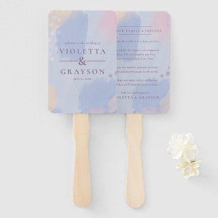 Pastel Blue Abstract Art Hand Fan