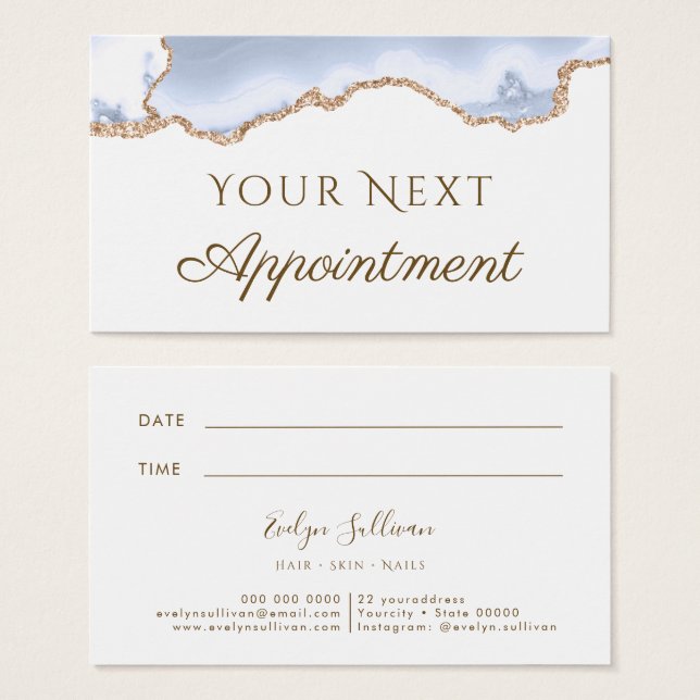pastel blue Agate Appointment Card (Front & Back)