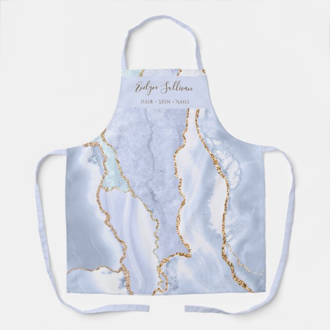 pastel blue agate beauty professional apron (Front)
