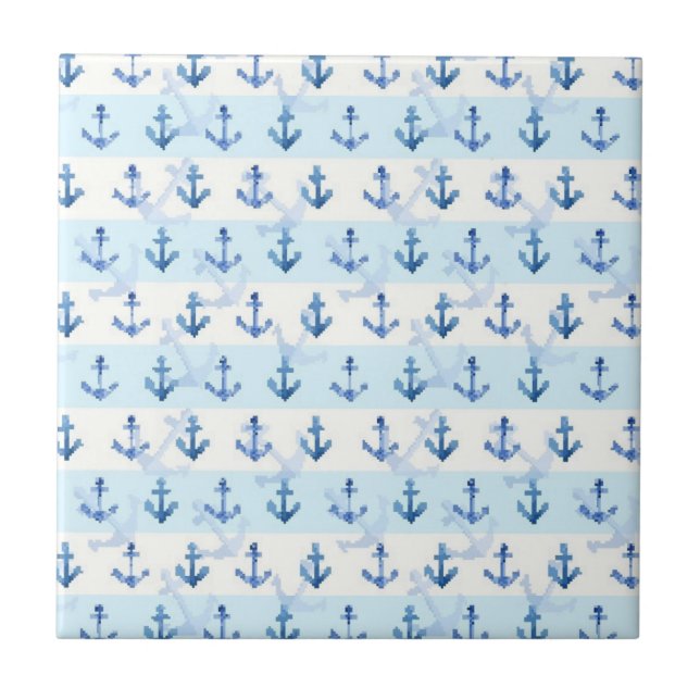 Pastel Blue Anchor Pattern Tile (Front)