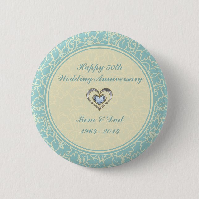 Pastel Blue And Creme Floral Damasks 6 Cm Round Badge (Front)