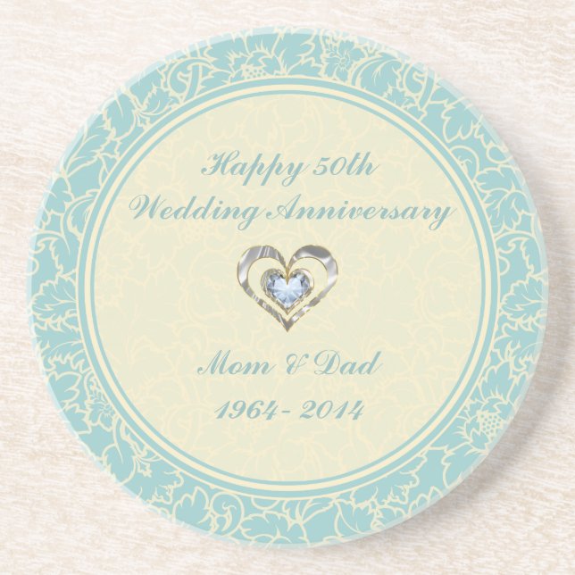 Pastel Blue And Creme Floral Damasks Coaster (Front)