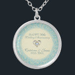 Pastel Blue And Creme Floral Damasks Silver Plated Necklace<br><div class="desc">Elegant pastel floral design blue background with beige elegant floral damask</div>