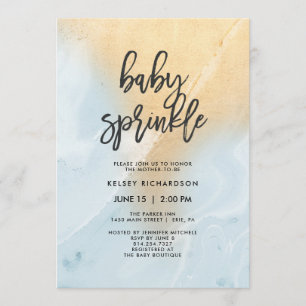 Pastel Blue and Gold Marble Baby Sprinkle Invitation