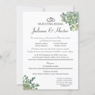 Pastel Blue and Greenery Wedding  Invitation